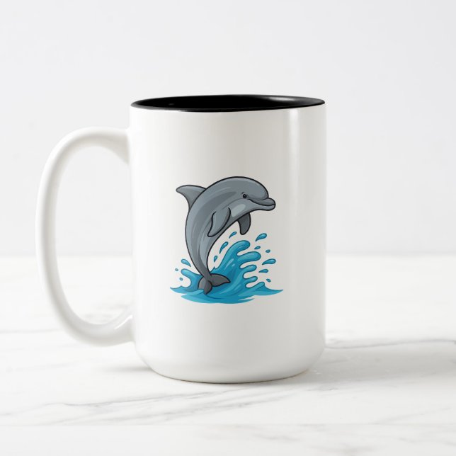 Taza Bicolor Joyful Dolphin Splash - Mug (Izquierda)
