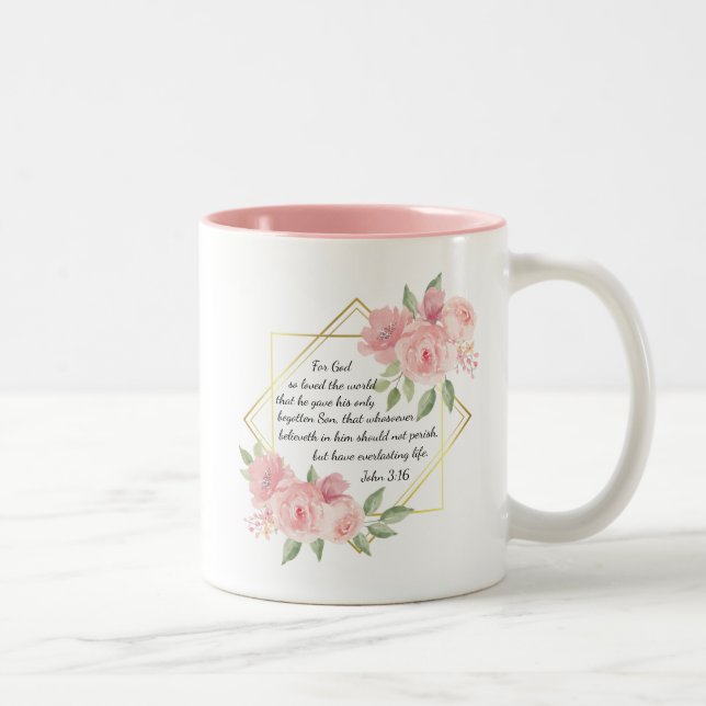 Taza Bicolor Juan 3:16 Biblia Verse inspirador (Derecha)