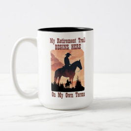Taza Bicolor Jubilación Activa al Aire Libre de Vaquero Occiden
