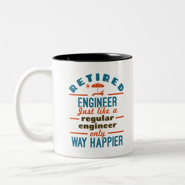 Taza Bicolor Jubilación de Ingeniero Jubilado Happier (Izquierda)