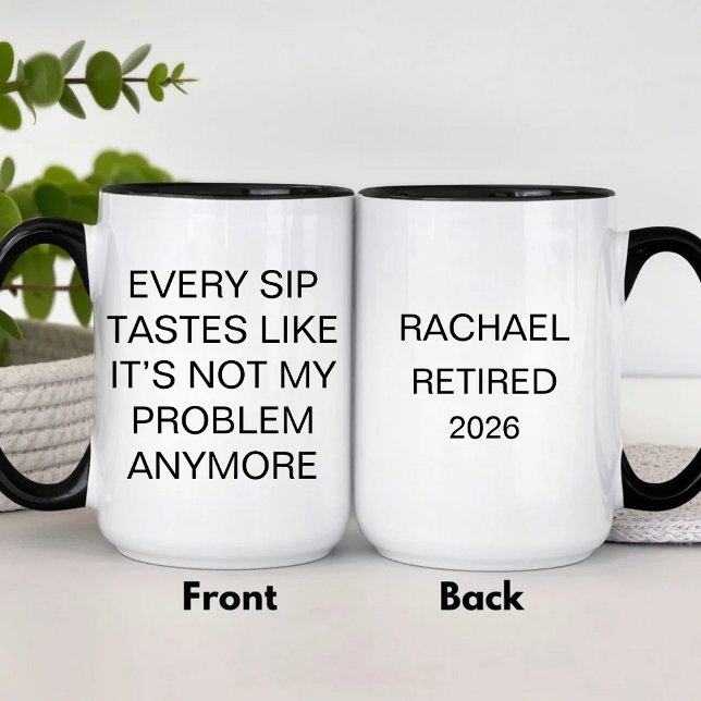 Taza Bicolor Jubilación Personalizada Divertida (Subido por el creador)