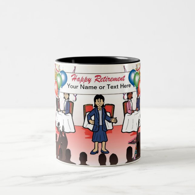 Taza Bicolor Jubilación personalizada - Personalizado femenina (Centro)