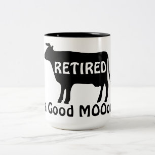 Taza Bicolor Jubilado con un Buen Humor Vaca Divertida Jubilaci