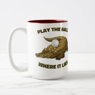 Taza Bicolor Juega La Bola Donde Está - Golf Mug De Dos Tonos