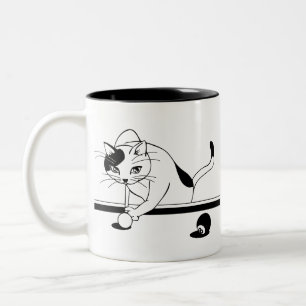 Taza Bicolor Juego de Billiards Cat Objetivo a
