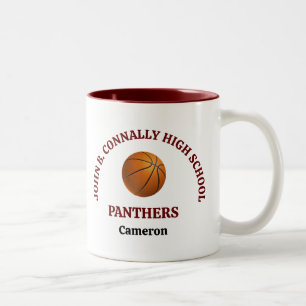 Taza Bicolor Jugador de Baloncesto de Escuela Secundaria Marrón