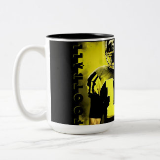 Taza Bicolor Jugador de fútbol americano con Ca amarillo y negr