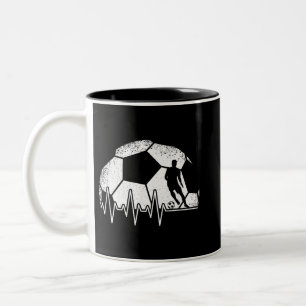 Taza Bicolor Jugador de fútbol divertido latido del corazón