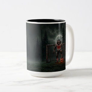 Taza Bicolor Jugador de Fútbol Hombre Lobo Arte de Terror de Ha