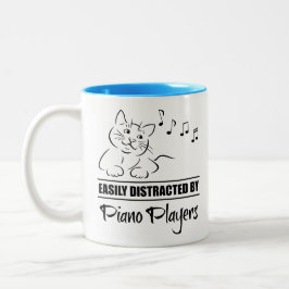 Taza Bicolor Jugadores de piano distraen fácilmente a un gato c