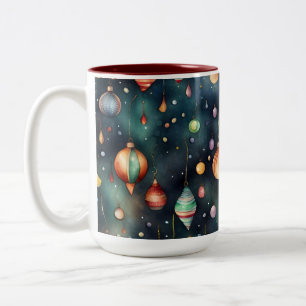 Taza Bicolor Juguetes festivos, arte acuarela decoración de Nav