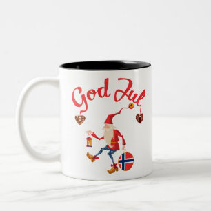 Taza Bicolor Jul de Dios noruego alegres navidades norway mañan