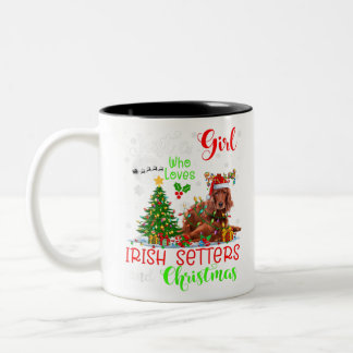 Taza Bicolor Just A Girl Who Loves Irish Setters And Xmas Santa