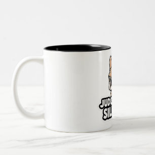 Taza Bicolor Juzgándote en Silencio - Pegatina de Frenchie Cerv