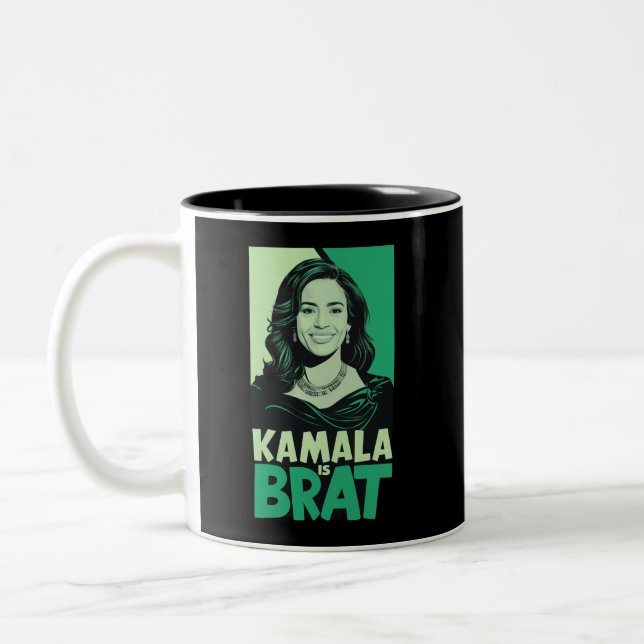 Taza Bicolor Kamala es Brat Funny Sarcástico (Izquierda)