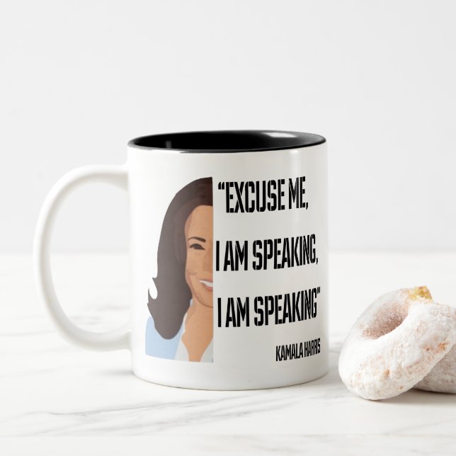 Taza Bicolor Kamala Harris hablo (Con donut)