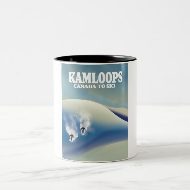 Taza Bicolor Kamloops Canadá para esquiar (Centro)