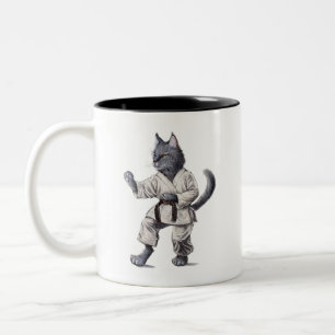 Taza Bicolor Karate Cat Stance Mug