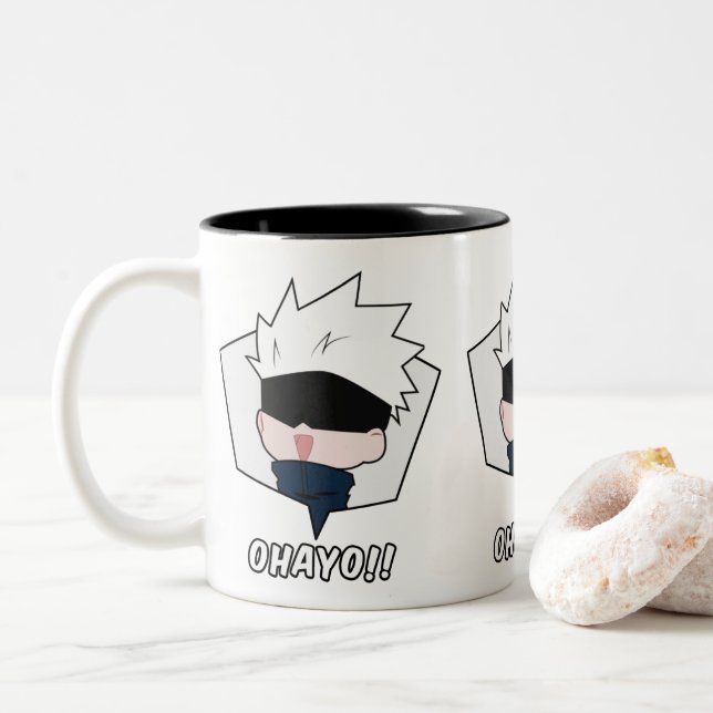 Taza Bicolor Kawaii Anime Meme  (Con donut)