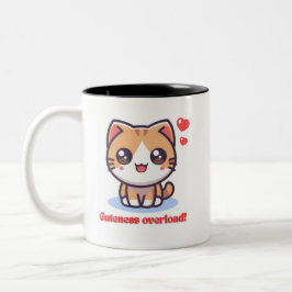Taza Bicolor Kawaii Cat Cuteness Overload Mug