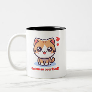 Taza Bicolor Kawaii Cat Cuteness Overload Mug