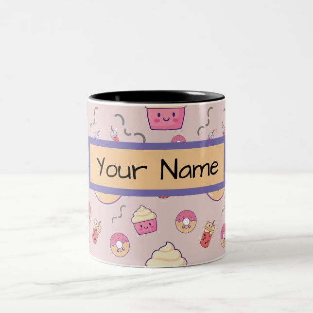Taza Bicolor Kawaii Cute Personalizado regalo personalizado cum (Centro)