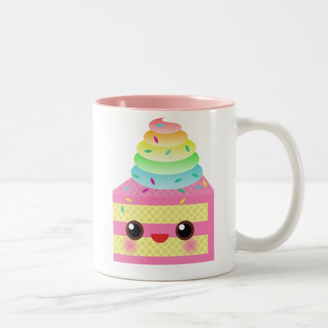 Taza Bicolor Kawaii Pastel Rosa Arcoiris Sprinkles Divertido po (Derecha)