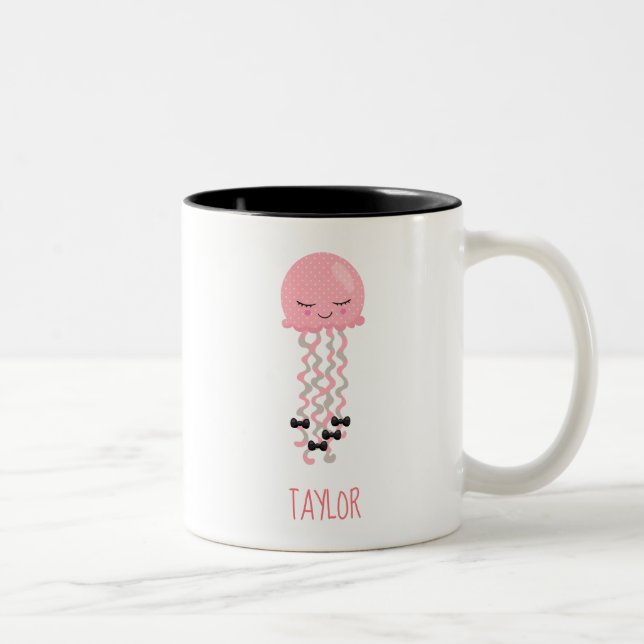 Taza Bicolor Kawaii Pink Jellyfish (Derecha)