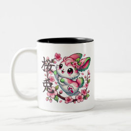 Taza Bicolor Kawaii Sakura Bunny Mug