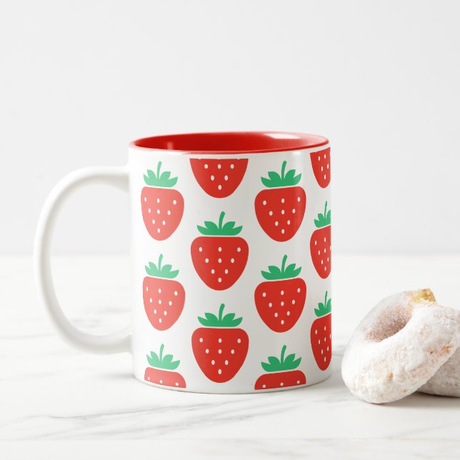 Taza Bicolor kawaii strawberries (Con donut)