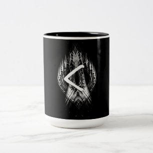 Taza Bicolor ☼KENAZ - RUNA DE LA REGENERACIÓN y DE FIRE☼