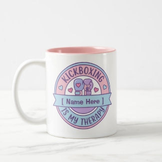 Taza Bicolor Kickboxing Is My Therapy Personalized Name