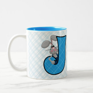 Taza Bicolor Kids Blue Jackrabbit Monograma Letra J y nombre