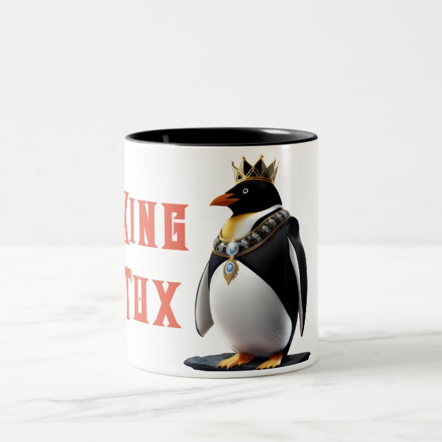 Taza Bicolor King Tux - Regal Linux Penguin Coffee Mug (Centro)
