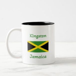 Taza Bicolor Kingston Jamaica - Café con bandera jamaiquina