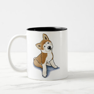 Taza Bicolor KiniArt Akita Puppy Mug