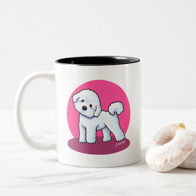 Taza Bicolor KiniArt Bichon Frise (Con donut)
