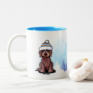 Taza Bicolor KiniArt Doodle Perro de Chocolate de Invierno