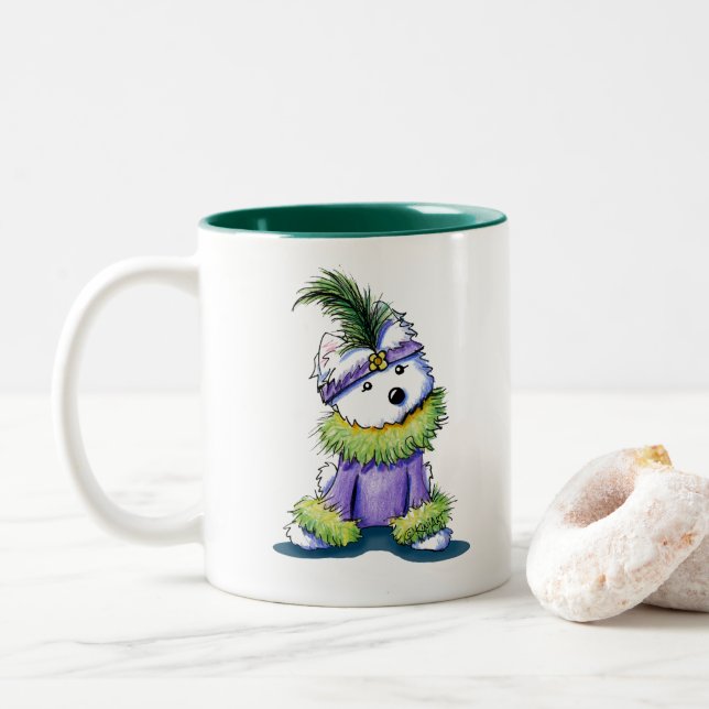 Taza Bicolor KiniArt Flapper Westie (Con donut)