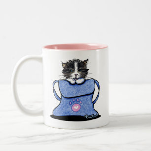 Taza Bicolor KiniArt Gato Fuera De La Bolsa Camiseta