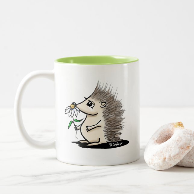 Taza Bicolor KiniArt Hedgie con Daisy (Con donut)