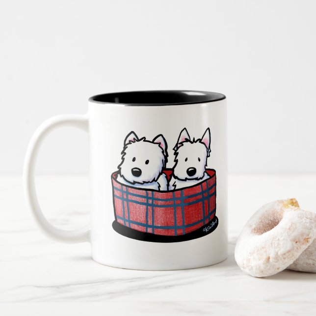 Taza Bicolor KiniArt Westie Besties (Con donut)