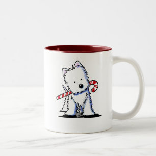 Taza Bicolor KiniArt Westie Candy Cane Cutie Mug