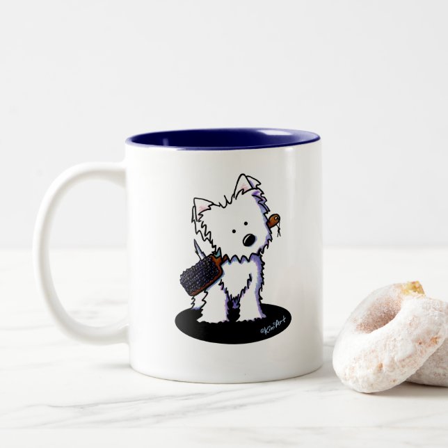 Taza Bicolor KiniArt Westie Groomer (Con donut)