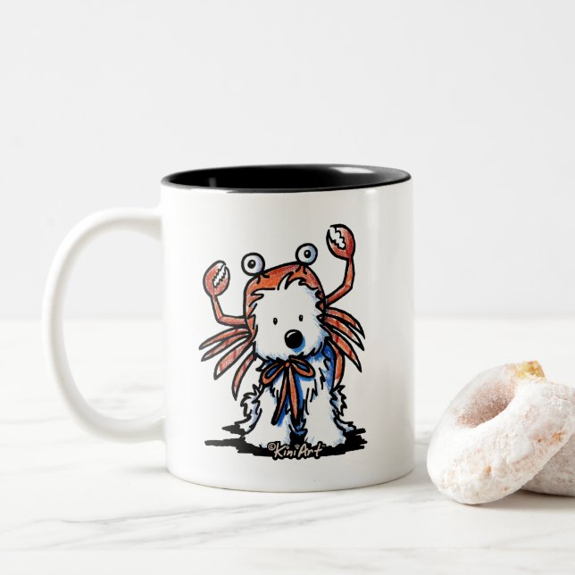 Taza Bicolor KiniArt Westie Zodiac CÁNCER Cangrejo Mug (Con donut)