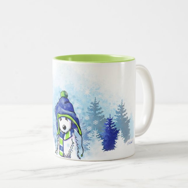 Taza Bicolor KiniArt Winter Westie (Anverso derecho)