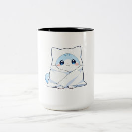 Taza Bicolor Kit de manta acogedora gatito kawaii Diseño de gat
