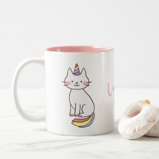 Taza Bicolor Kitty, unicornio arcoiris