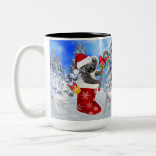 TAZA BICOLOR KOALA BEBÉ NAVIDAD CON OSO DE PELUCHE