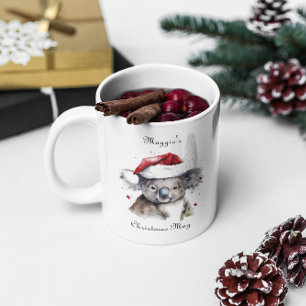 Taza Bicolor Koala de Navidad, personalizable